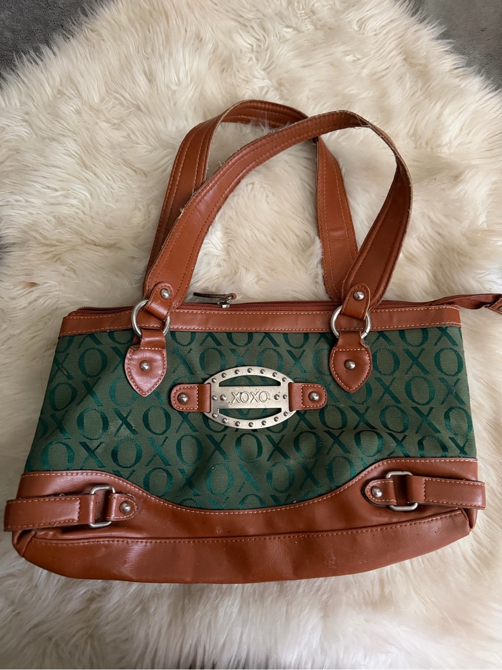 XOXO Green & Brown Signature Shoulder Bag